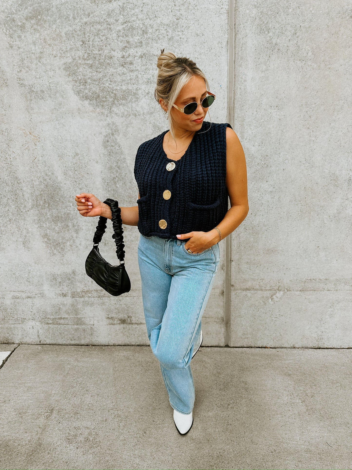 Knitted Button-up Vest Sweater Waist Coat