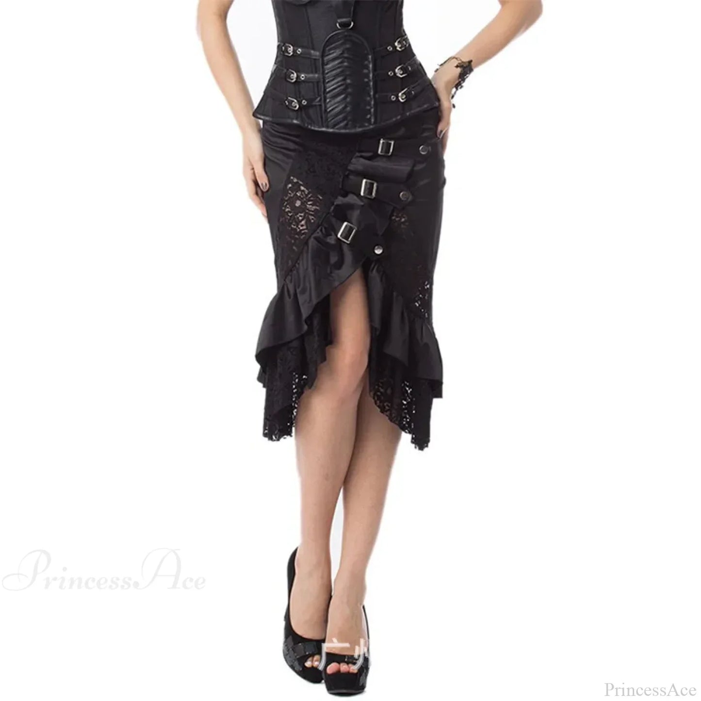 Victorian Satin Lace Floral Skirt
