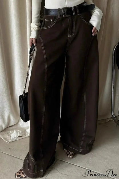 Vintage Brown High Waist Straight Leg Jeans