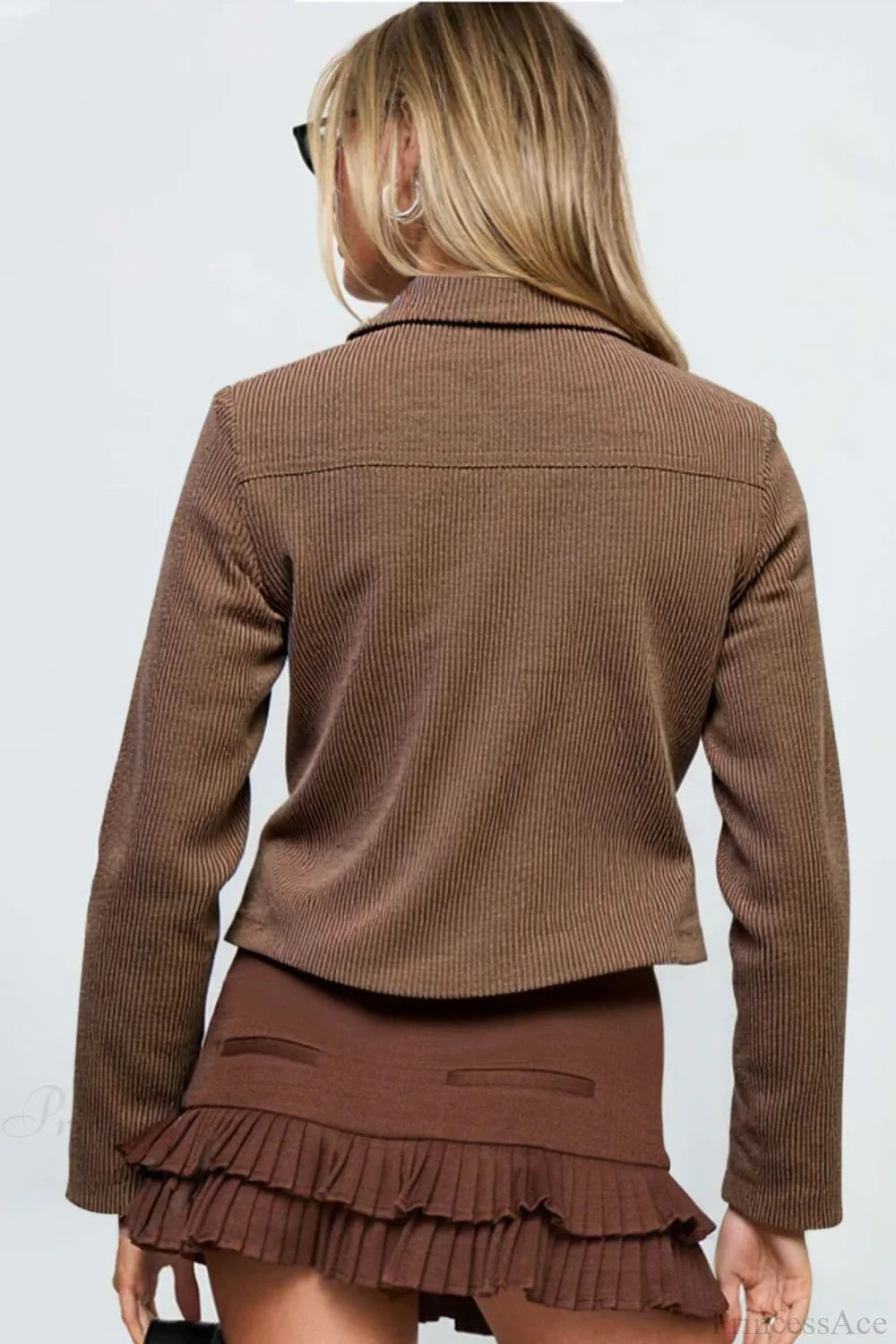 Vintage Dark Brown Street Slim-Fit Y2K Utility Jacket