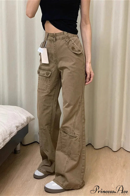 Vintage Denim Wide Leg Cargo Pants