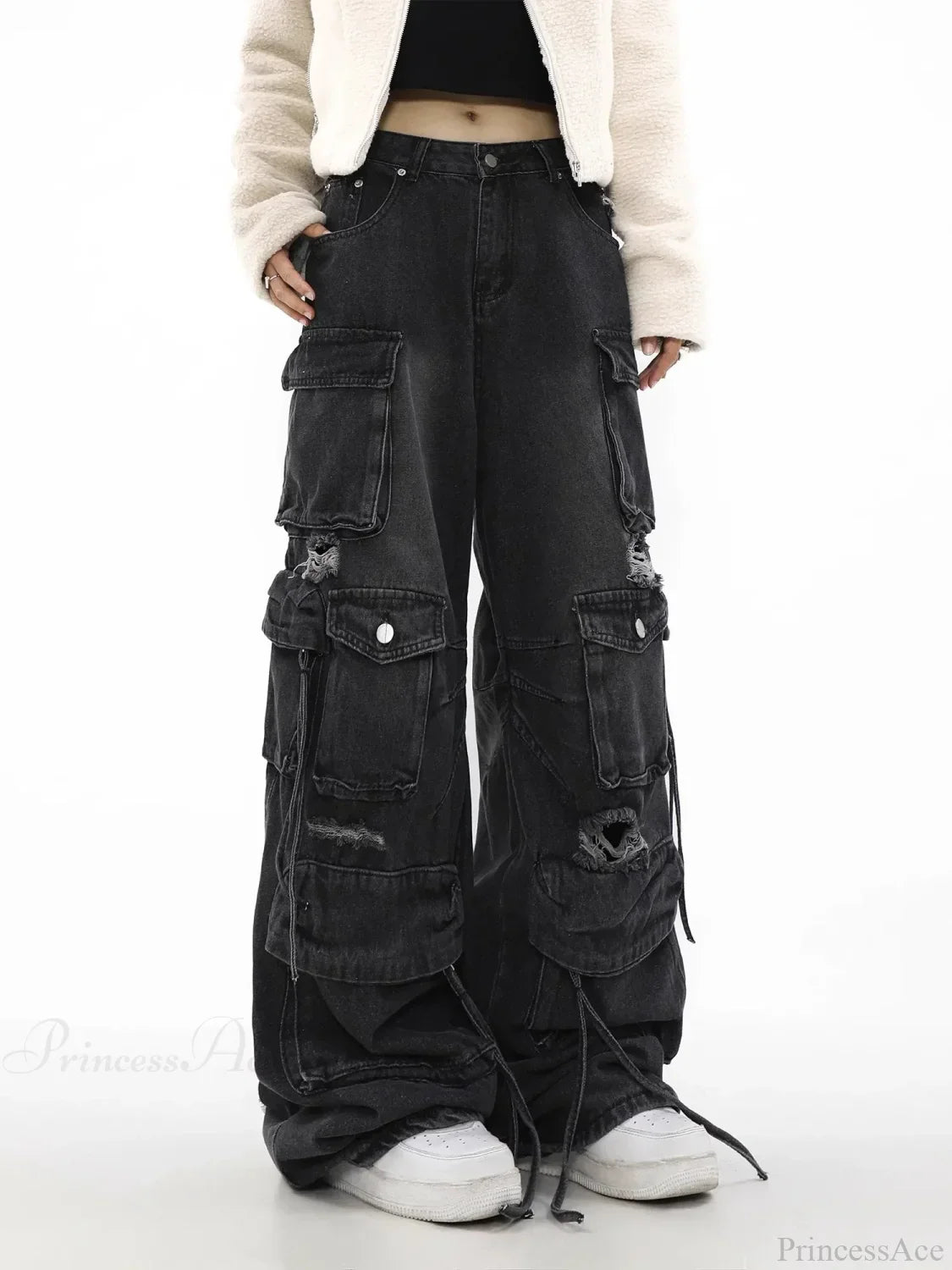 Vintage Gothic Broad-Leg Ebony Denim Pant