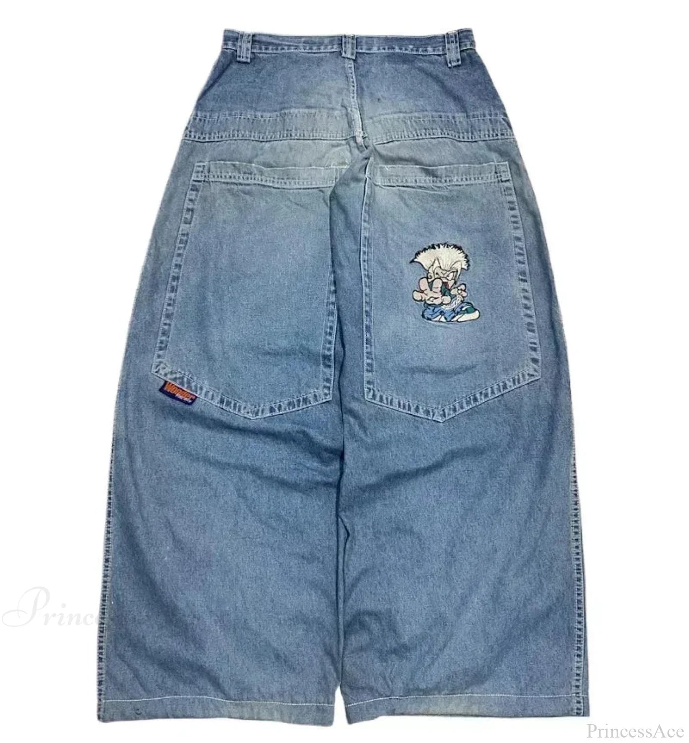 Vintage Gothic Cross Wings Stitched Pants