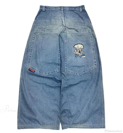 Vintage Gothic Cross Wings Stitched Pants