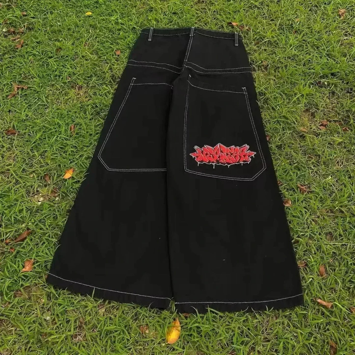 Vintage Gothic Cross Wings Stitched Pants