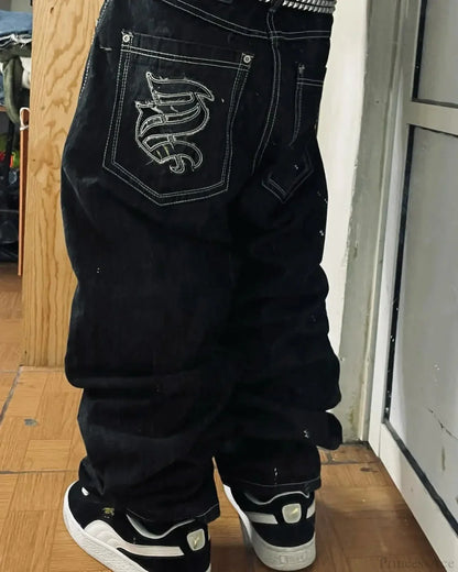 Vintage Gothic Cross Wings Stitched Pants