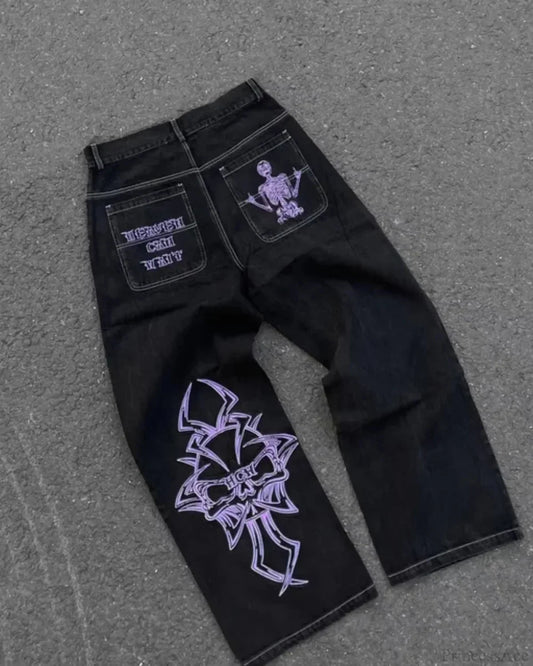Vintage Gothic Skull Embroidered Trouser