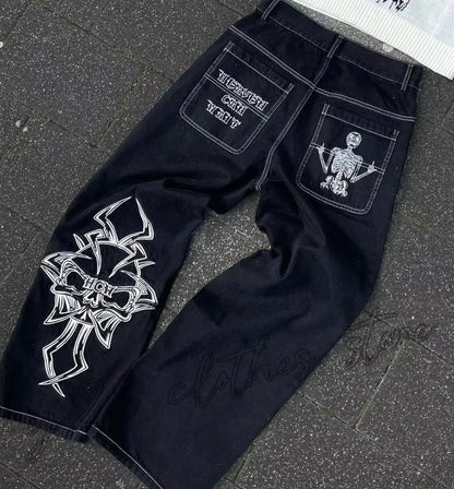Vintage Gothic Skull Embroidered Trouser