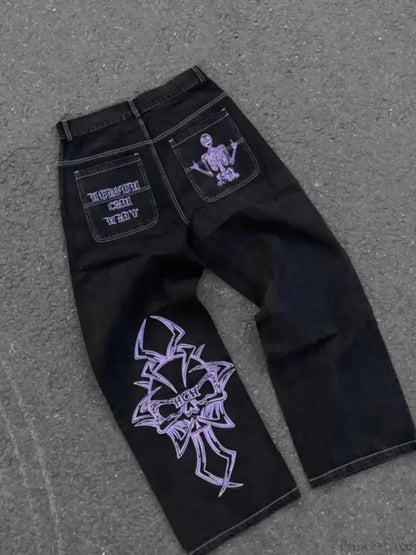 Vintage Gothic Skull Embroidered Trouser