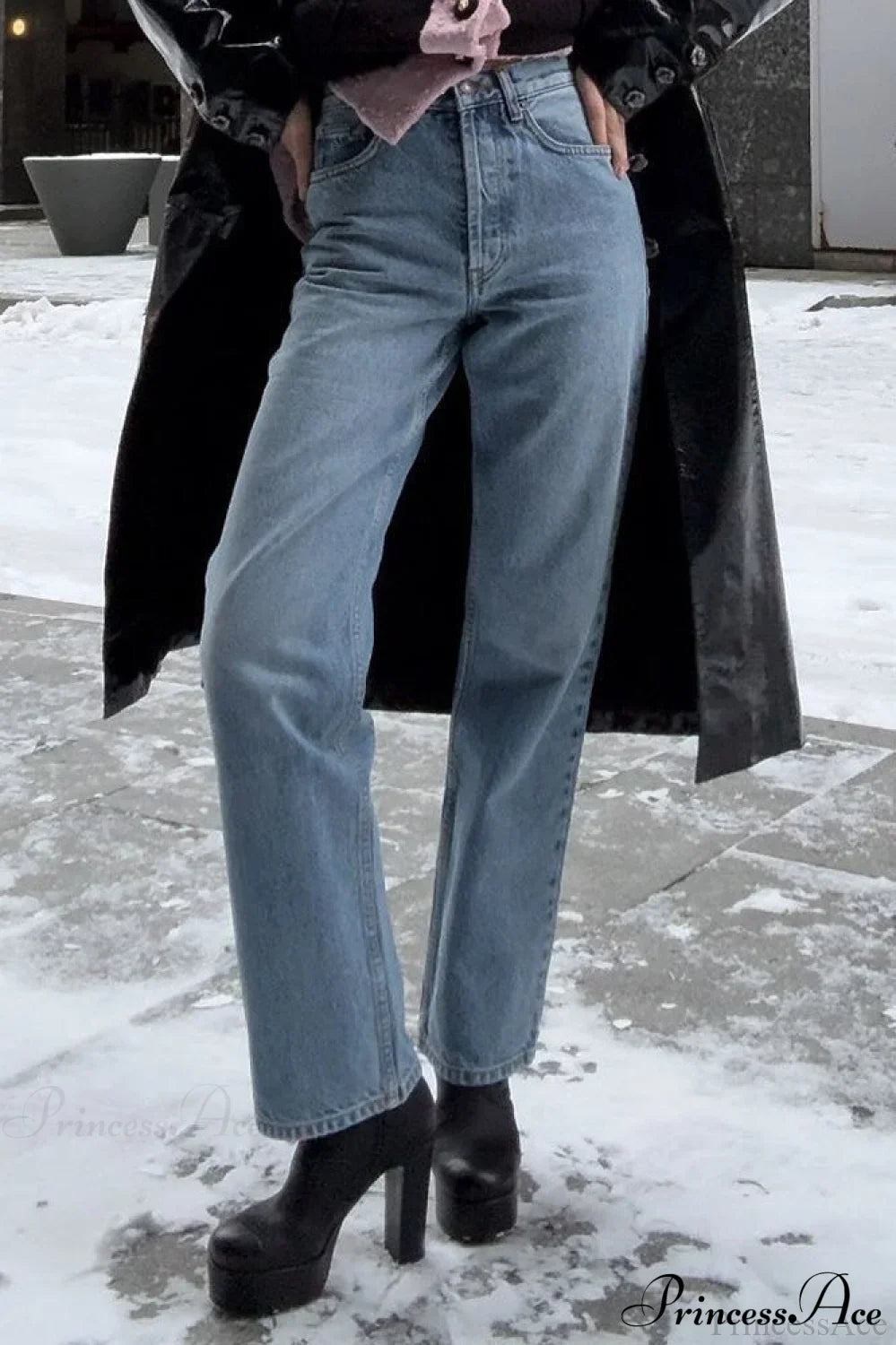 Vintage High-Rise Straight-Leg Pencil Fit Jeans