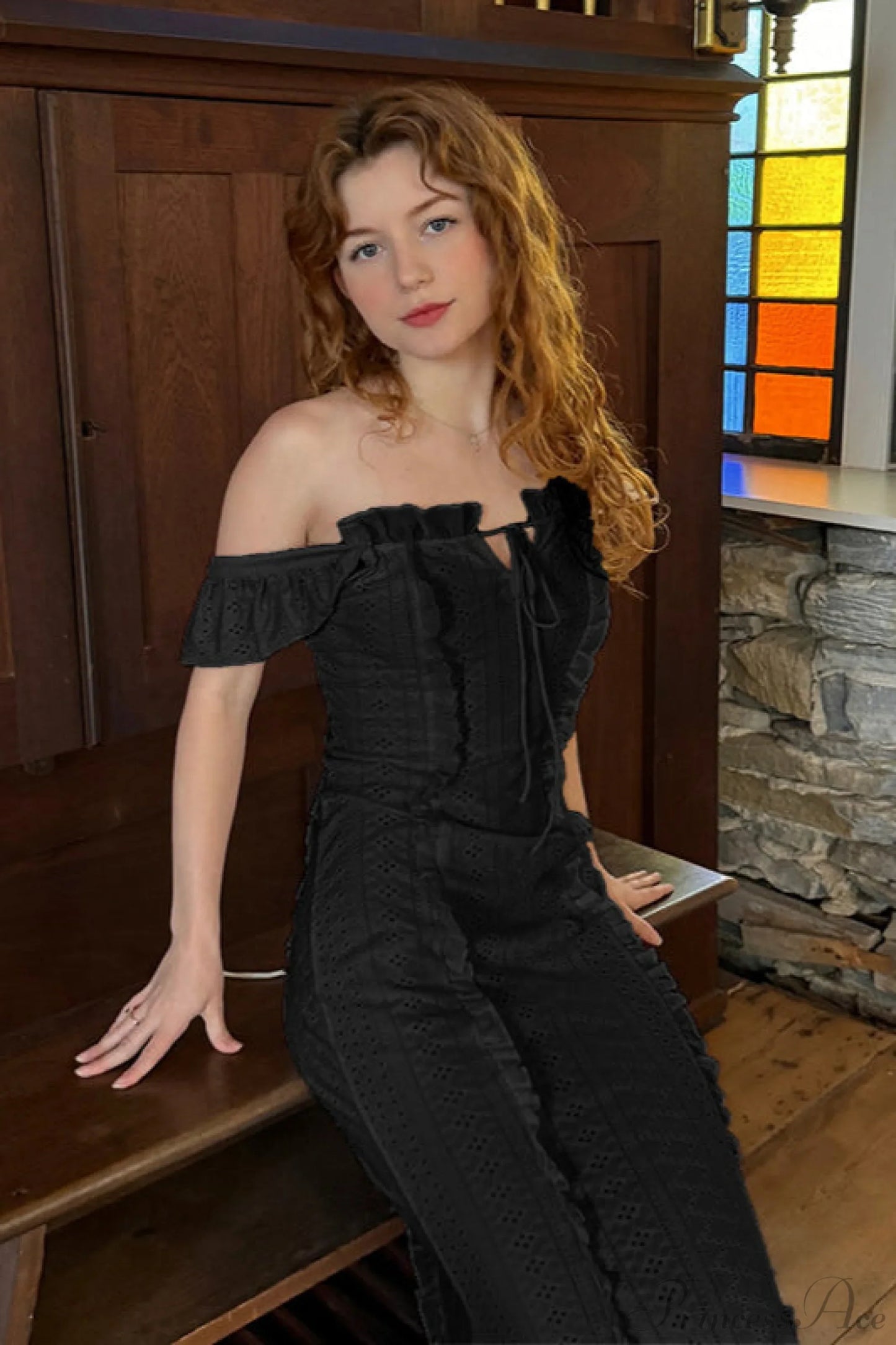 Vintage Lace Off-Shoulder Strap Party Dress