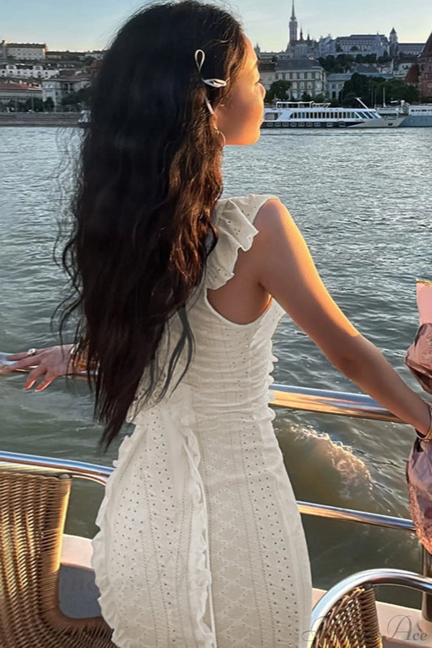 Vintage Lace Off-Shoulder Strap Party Dress