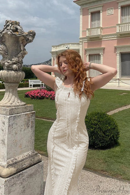 Vintage Lace Off-Shoulder Strap Party Dress