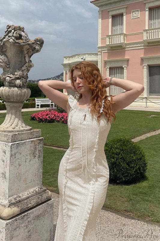 Vintage Lace Off-Shoulder Strap Party Dress