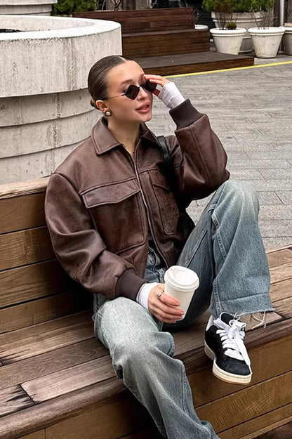 Vintage Maillard Bomber Lapel Leather Jacket