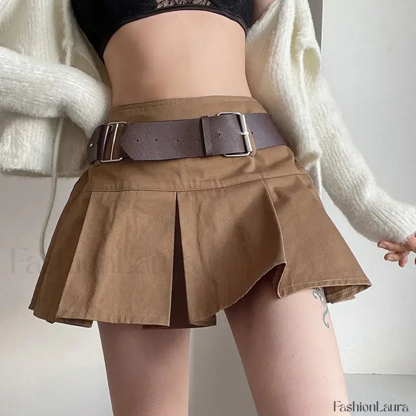 Vintage Pleated College Mini Skirt