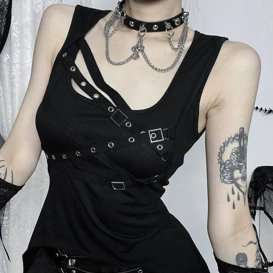 Vintage Punk Black Crop Top