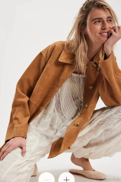 Vintage Simple Suede Single Breasted Jacket