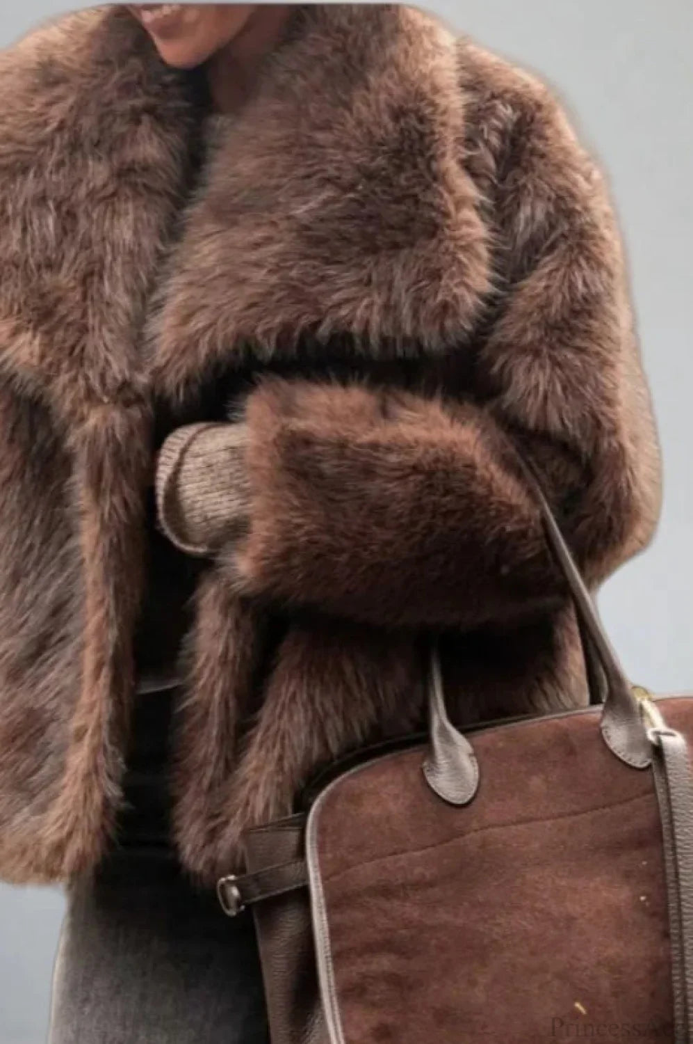 Vintage Solid Color Faux Fur Minimalist Coat