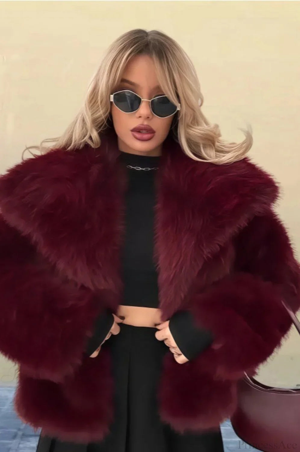 Vintage Solid Color Faux Fur Minimalist Coat