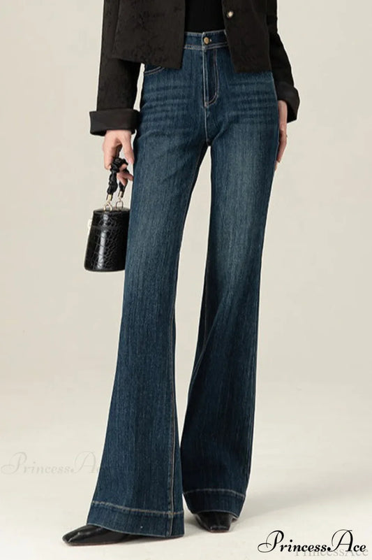 Vintage Solid Color Stretchy Bootcut Jeans