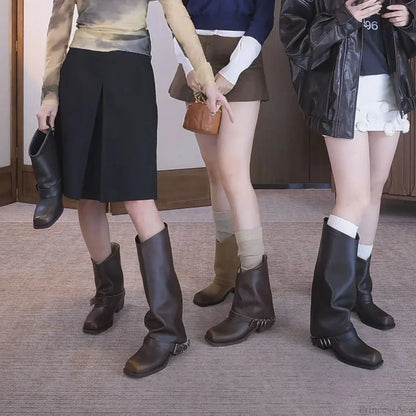 Vintage Style Ebony Thigh High Gothic Boot