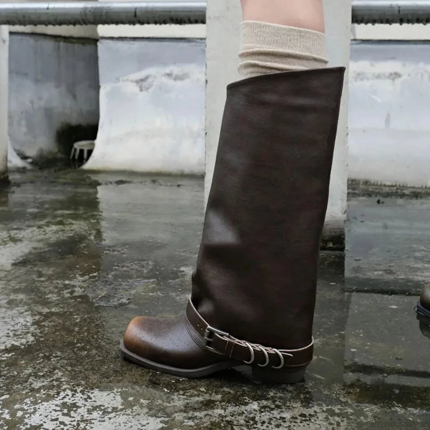 Vintage Style Ebony Thigh High Gothic Boot