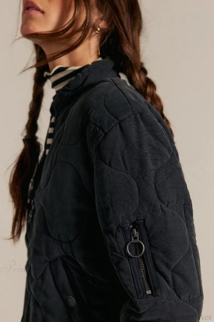 Vintage Urban Casual Quilted Stand-Collar Coat