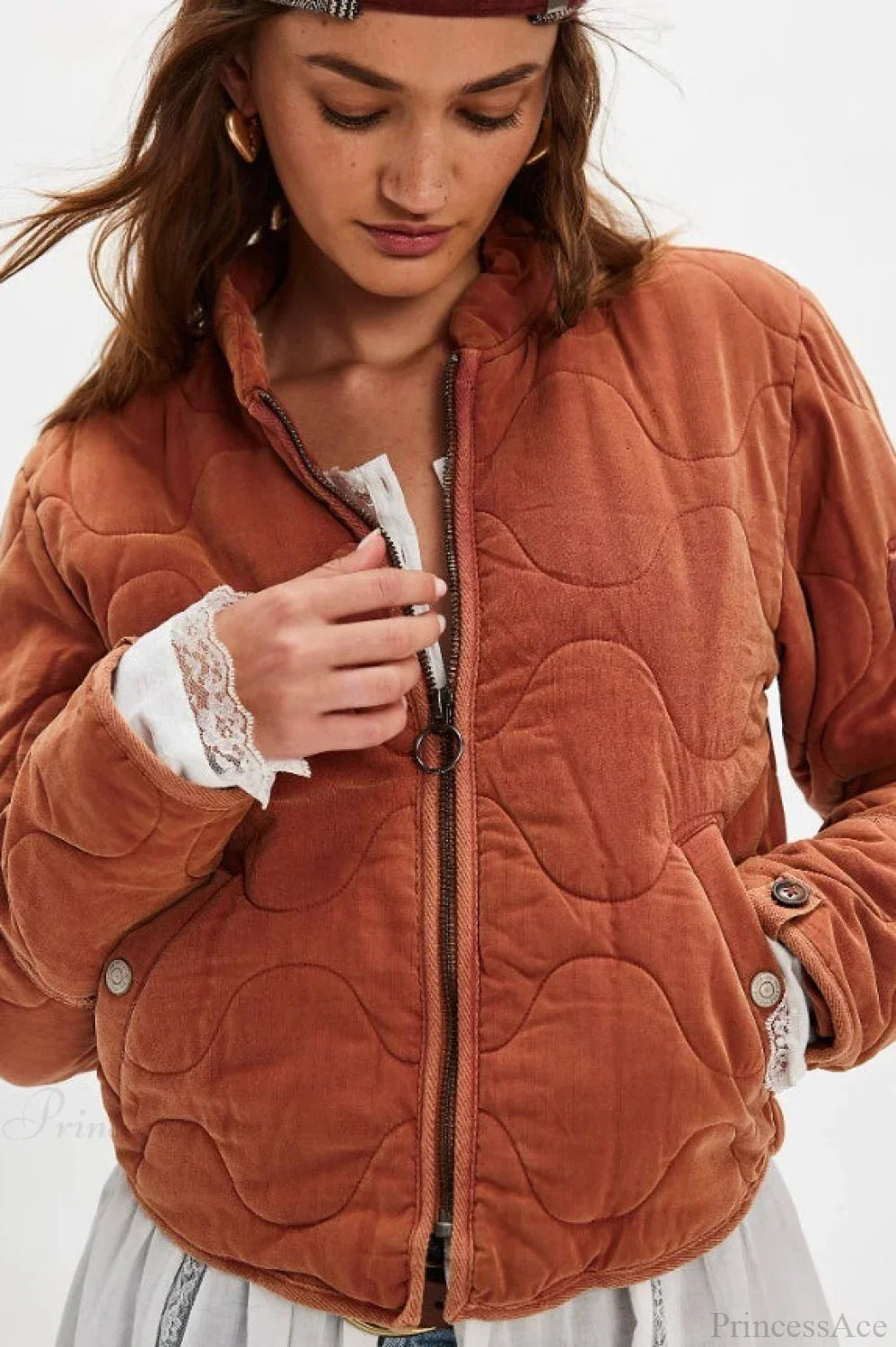 Vintage Urban Casual Quilted Stand-Collar Coat