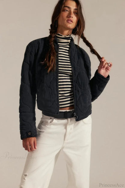 Vintage Urban Casual Quilted Stand-Collar Coat