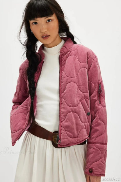 Vintage Urban Casual Quilted Stand-Collar Coat