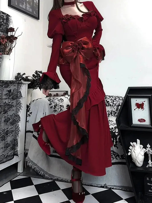 Vintage Velvet Tall Waist Rebel Midi Dress