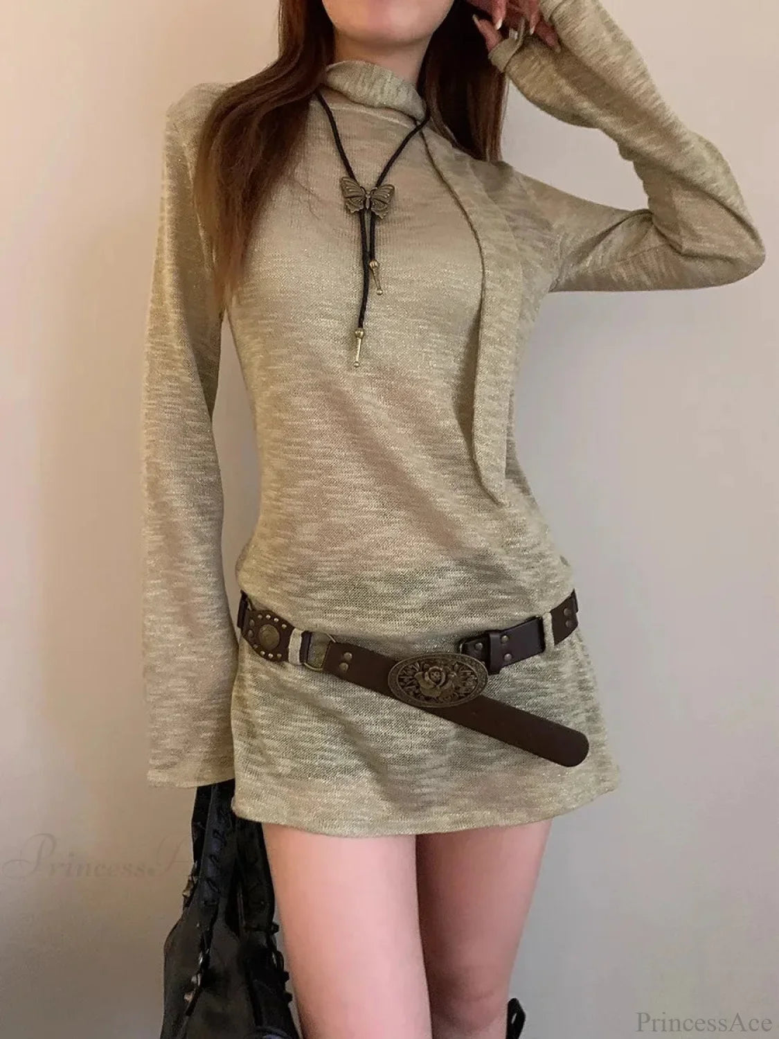 Vintage Y2K Dark Bohemian Wide Brown Belt