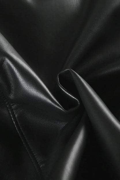 Vintage Y2K Furry Collar Leather Waist - Cinching Jacket