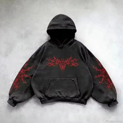 Vintage Y2K Gothic Printed Zipper Hoodie