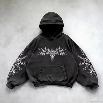 Vintage Y2K Gothic Printed Zipper Hoodie
