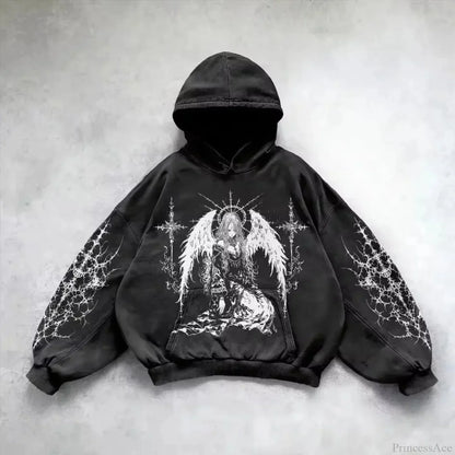 Vintage Y2K Gothic Printed Zipper Hoodie