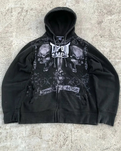 Vintage Y2K Gothic Skeleton Zipper Hoodie