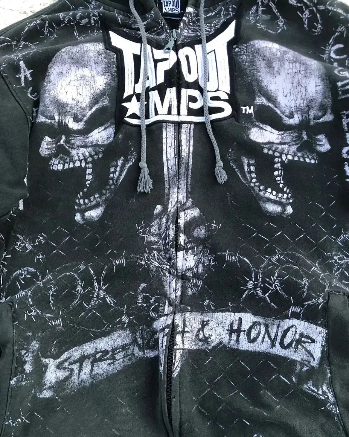 Vintage Y2K Gothic Skeleton Zipper Hoodie