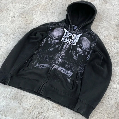Vintage Y2K Gothic Skeleton Zipper Hoodie