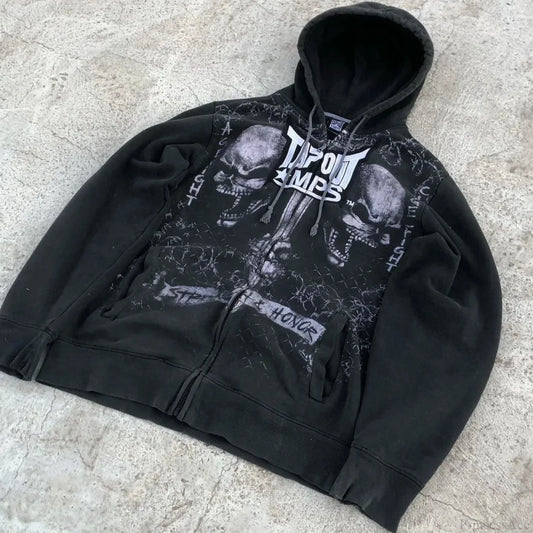 Vintage Y2K Gothic Skeleton Zipper Hoodie