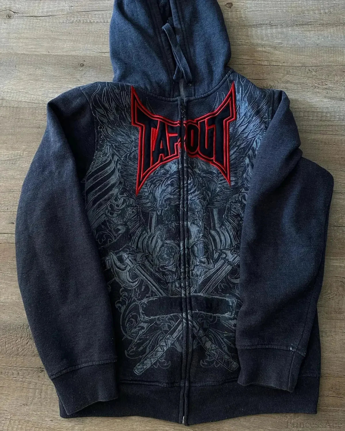 Vintage Y2K Graphic Gothic Zipper Hooded Sweatshirt