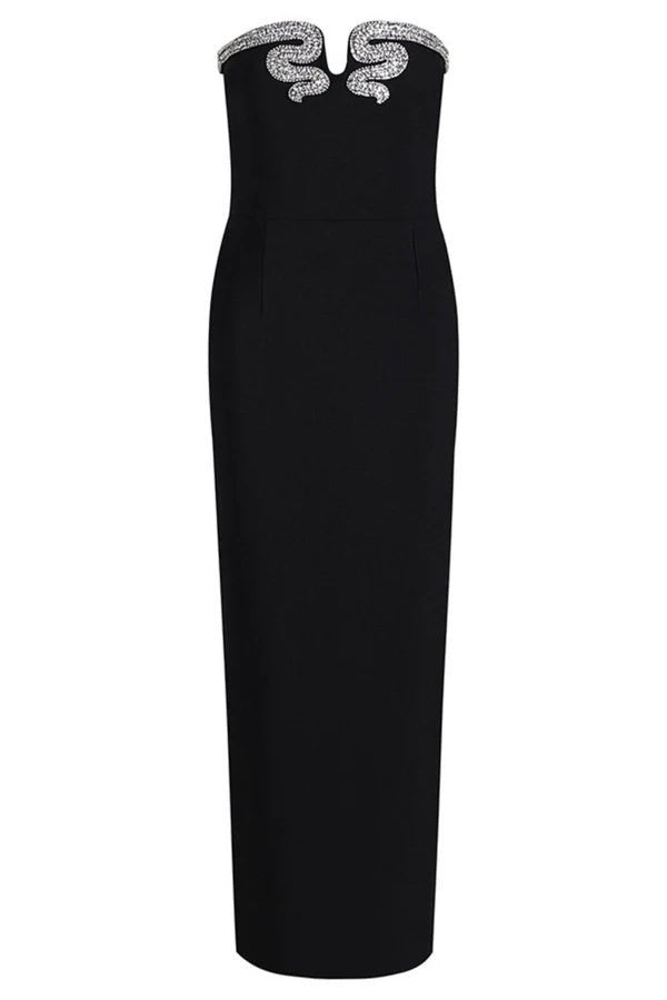 Virginia Crystal Embellished Strapless Polyester Maxi Dress