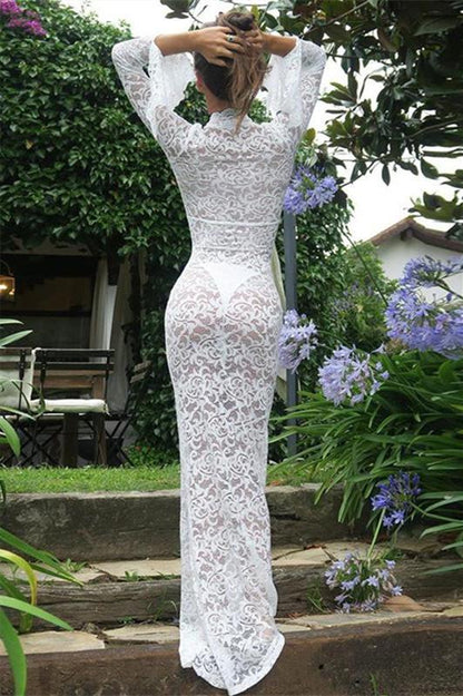 Virginia Sheer Lace Mermaid Maxi Dress