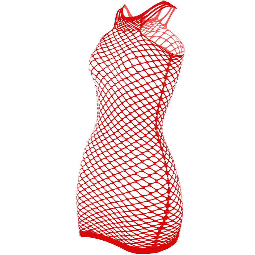 Fishnet stitch strappy tank mini dress