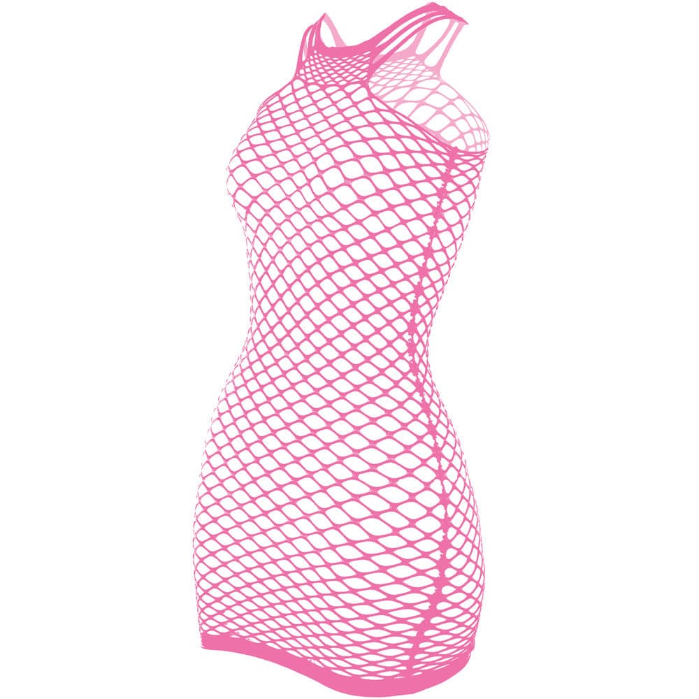 Fishnet stitch strappy tank mini dress