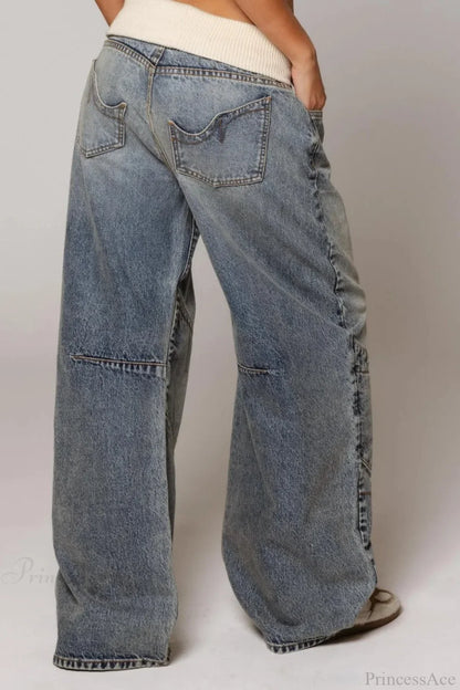 Washed Blue Vintage Denim Jeans