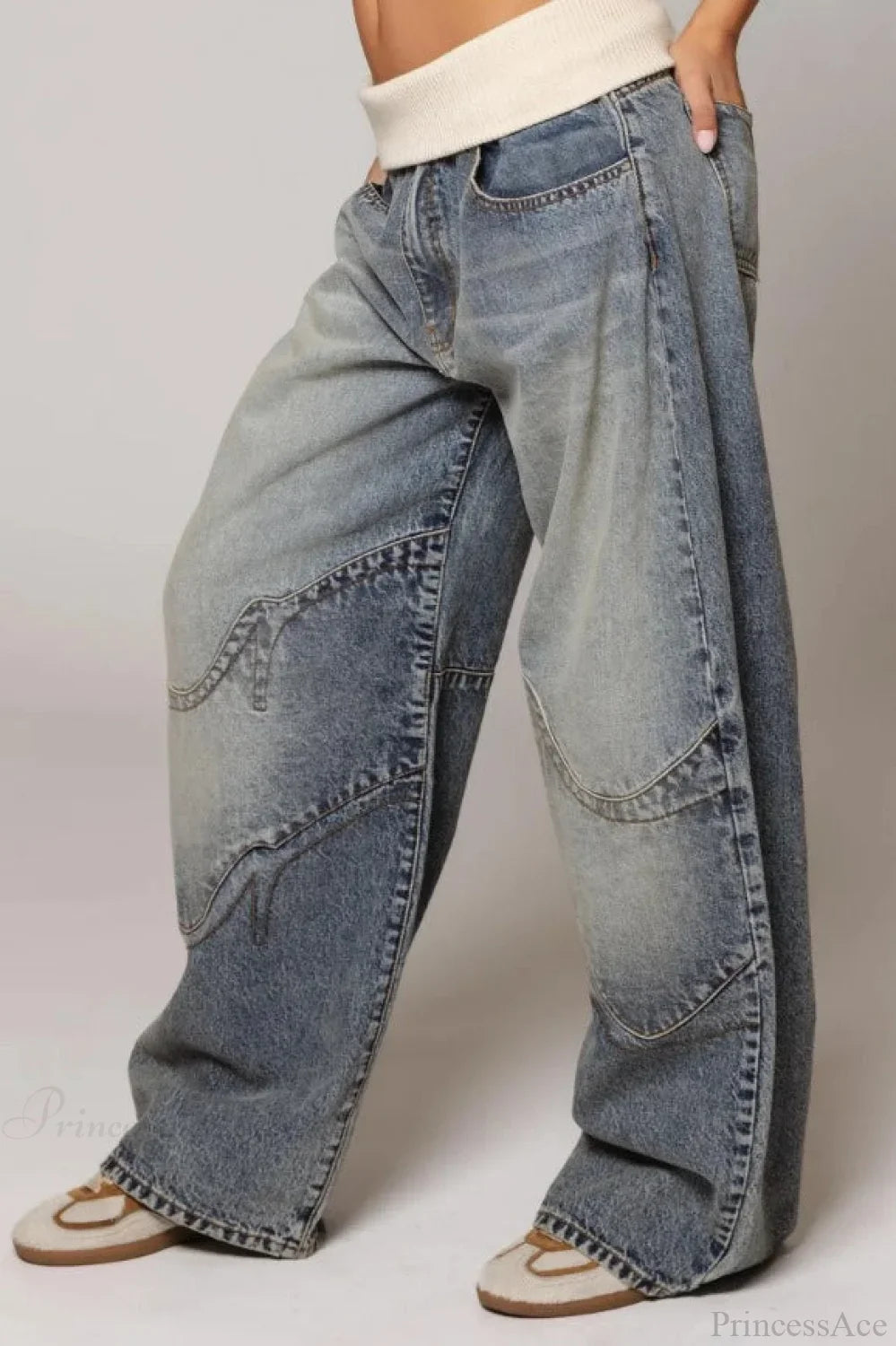 Washed Blue Vintage Denim Jeans