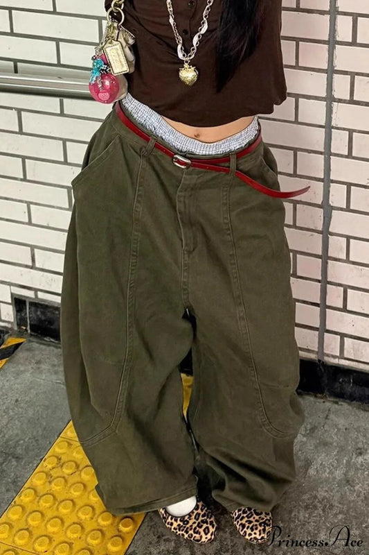 Washed Curved Loose Slouchy Floor-length Jeans