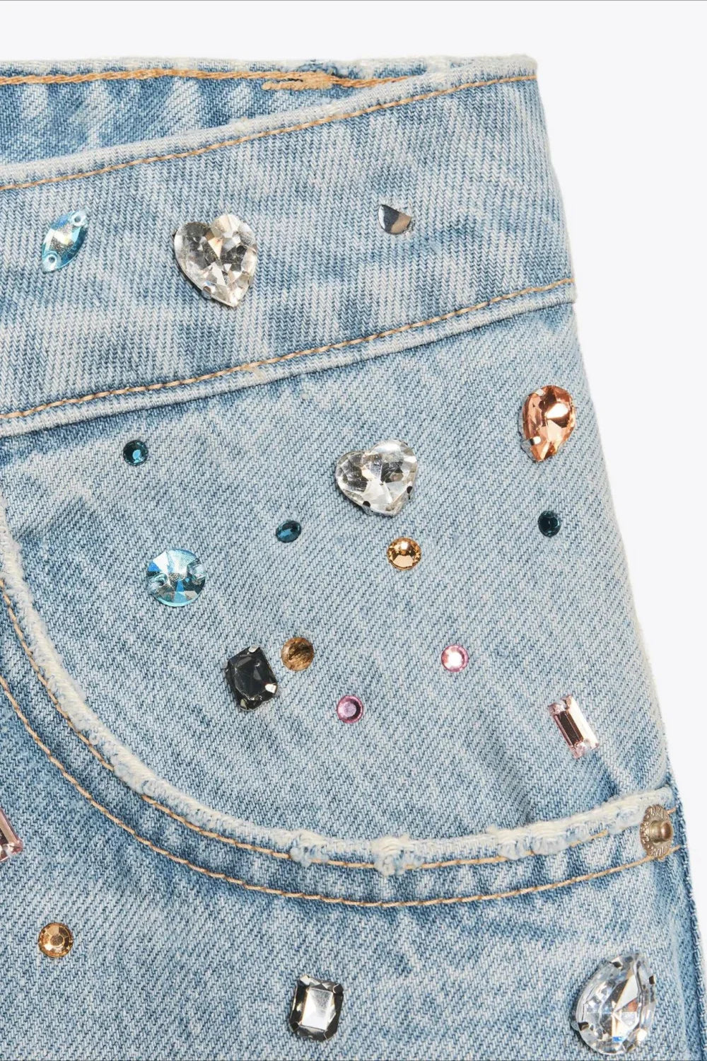 Washed Gem Straight High Waist Slim Jeans